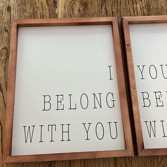 LIKE NEW I BELONG WITH YOU YOU BELONG WITH ME WOODEN SIGNS SET - Picture 3 of 8